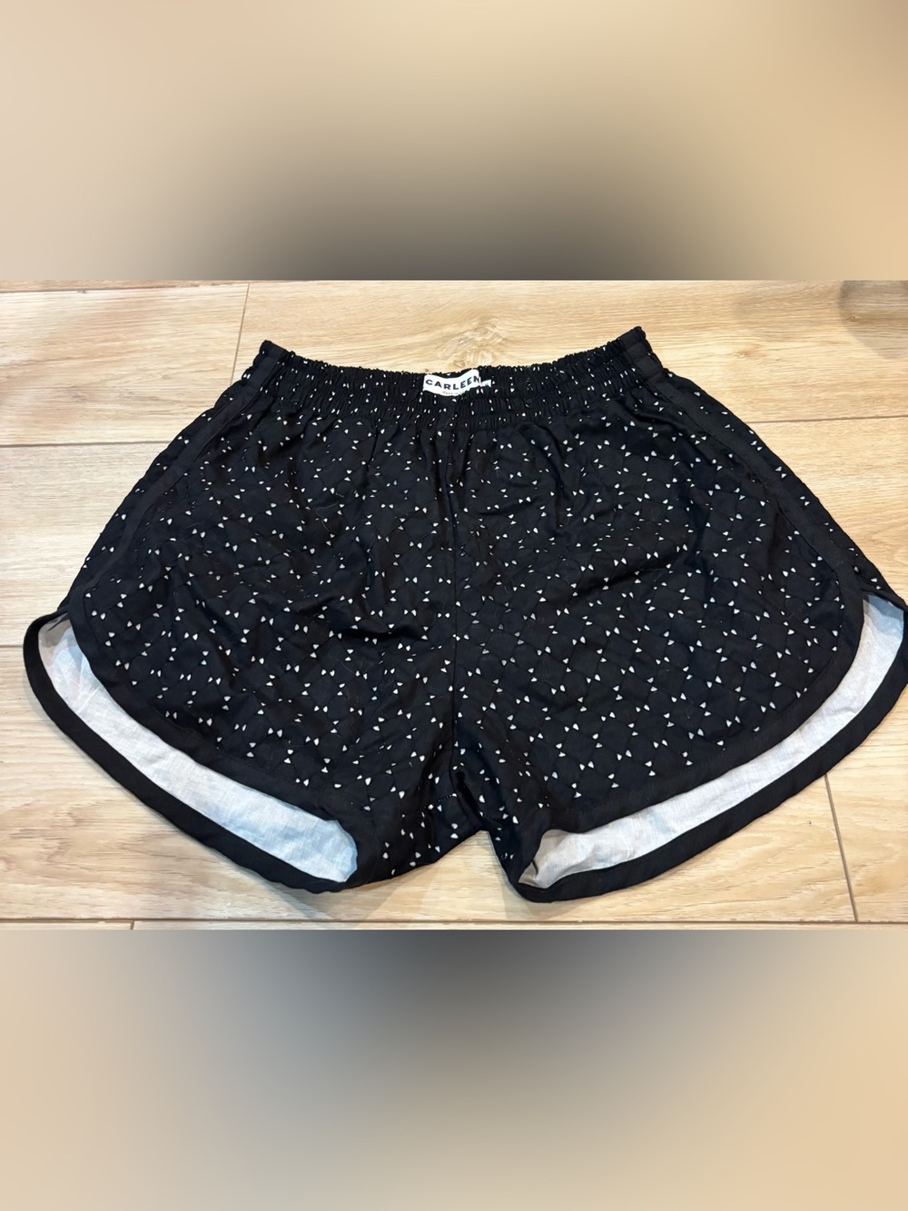 Carleen black white running style shorts 100% cotton USA made medium m